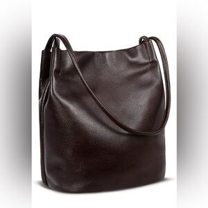 DARK BROWN Genuine Leather HOBO BUCKET Tote Shoulder Bag for Women NEW